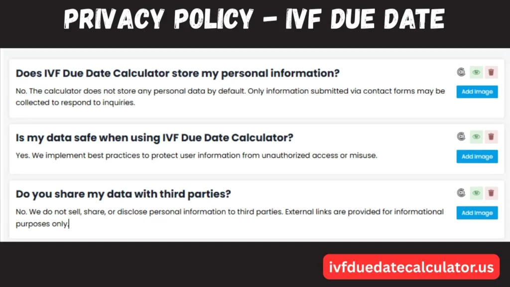Privacy Policy – IVF Due Date Calculator data protection overview