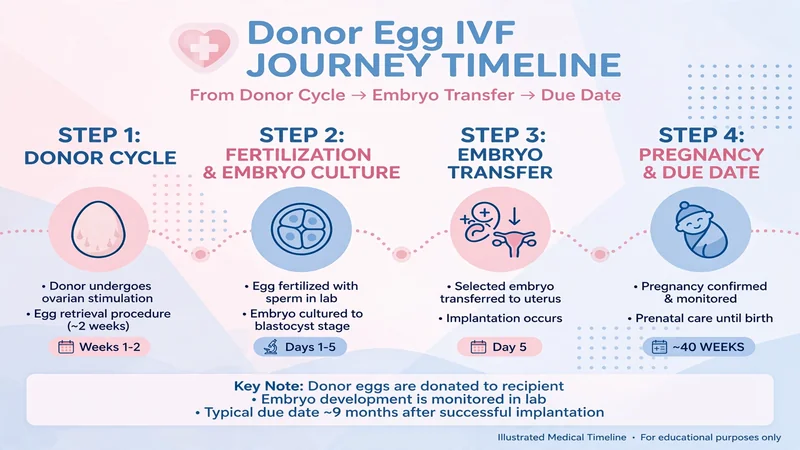 Donor egg IVF journey timeline from donor cycle to transfer to due date