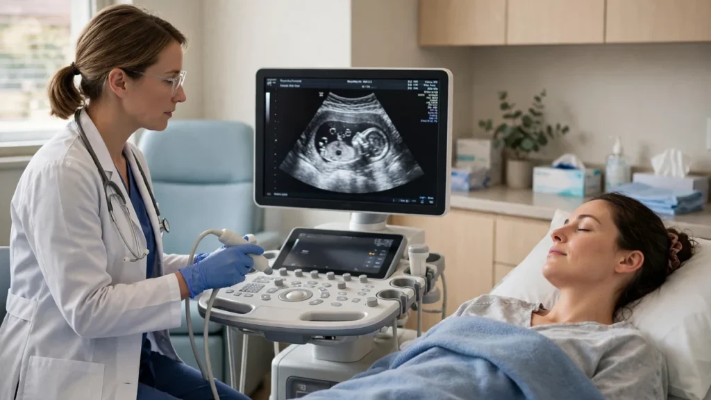 Ultrasound monitoring appointment during ovarian stimulation — how long does ivf take depends heavily on this 8–14 day phase