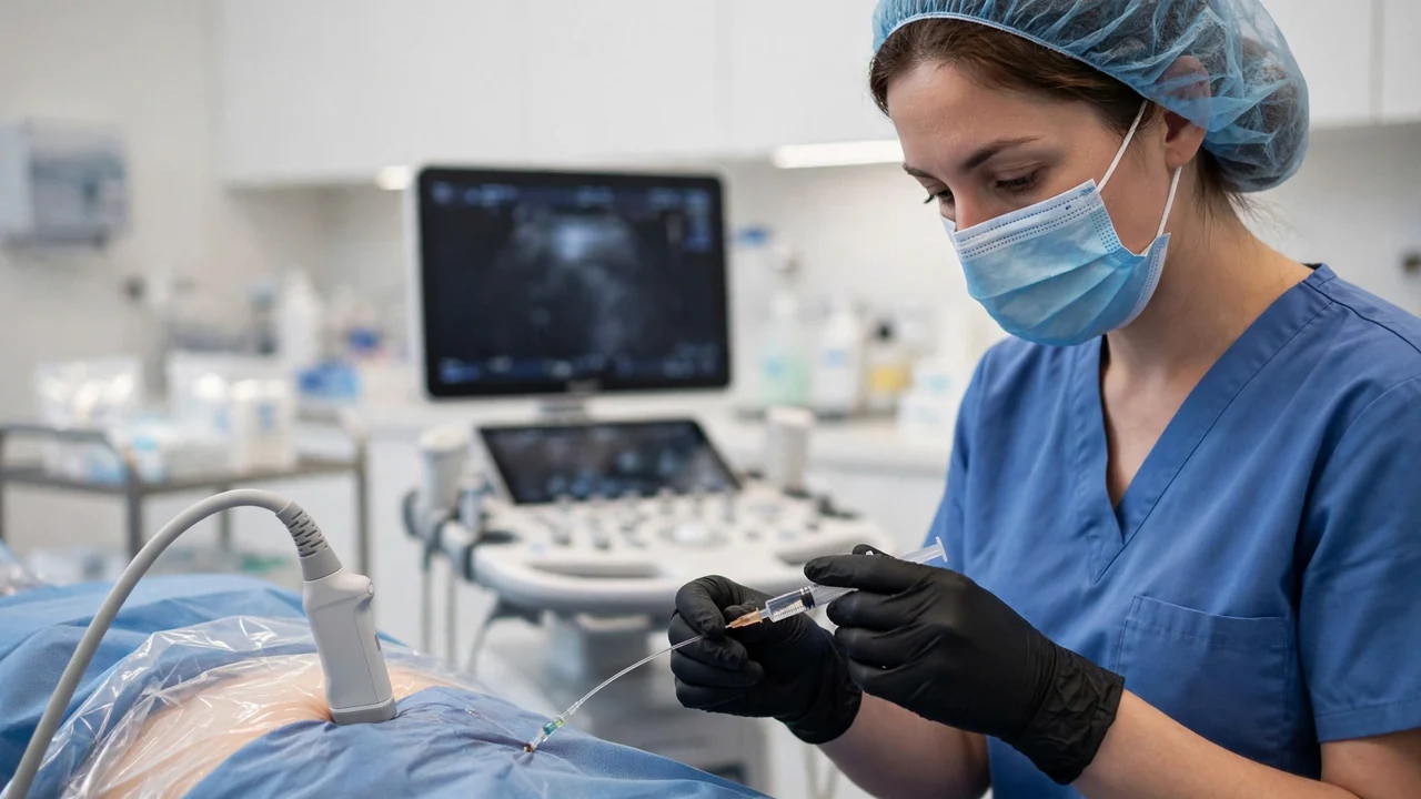 Embryo transfer procedure anchoring the IVF due date vs ultrasound due date comparison — embryologist with transfer catheter