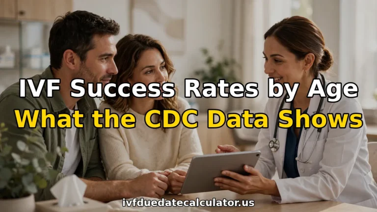 IVF success rates by age — a fertility doctor reviews CDC success-rate data with a couple in their late thirties