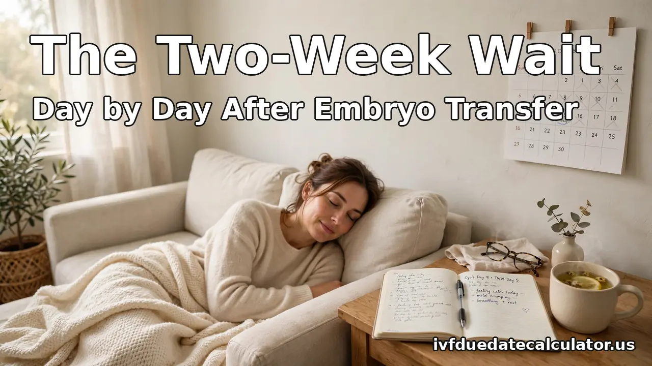 Two week wait IVF day-by-day timeline: woman resting calmly during the two-week wait after embryo transfer
